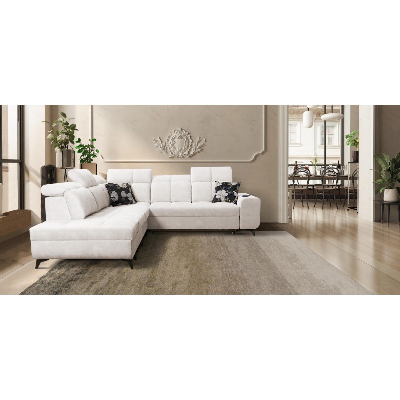 Ascot IX corner sofa with sleeping function, USB port, and adjustable headrests - Velvet, Wave 1 Ascot IX corner sofa with sleeping function, USB port, and adjustable headrests - Velvet, Wave 1