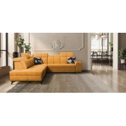 Ascot IX corner sofa with sleeping function, USB port, and adjustable headrests - Velvet, Wave 5