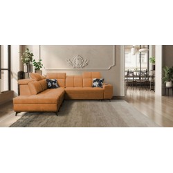 Ascot IX corner sofa with sleeping function, USB port, and adjustable headrests - Velvet, Wave 6