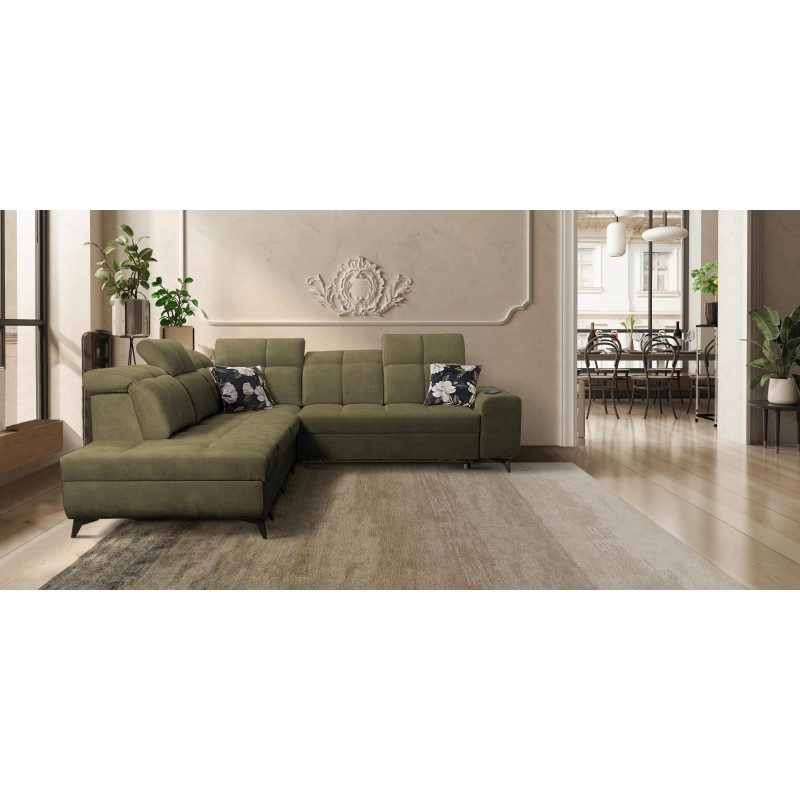 Ascot IX corner sofa with a sleeping function, USB port, and adjustable headrests - Velvet, Wave 11 Ascot IX corner sofa with a sleeping function, USB port, and adjustable headrests - Velvet, Wave 11