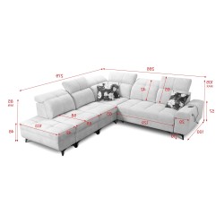 Ascot IX corner sofa with a sleeping function, USB port, and adjustable headrests - Velvet, Wave 11 Ascot IX corner sofa with a sleeping function, USB port, and adjustable headrests - Velvet, Wave 11