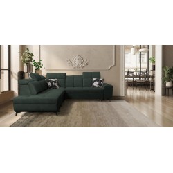 Ascot IX corner sofa with sleeping function, USB port, and adjustable headrests - Velvet, Wave 12
