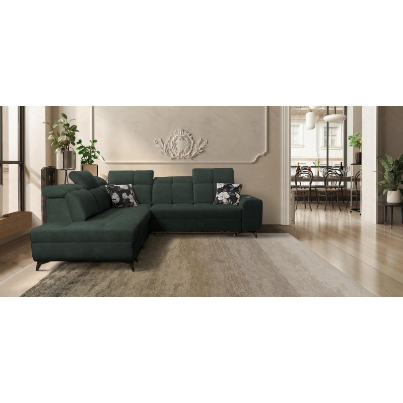 Ascot IX corner sofa with sleeping function, USB port, and adjustable headrests - Velvet, Wave 12 Ascot IX corner sofa with sleeping function, USB port, and adjustable headrests - Velvet, Wave 12