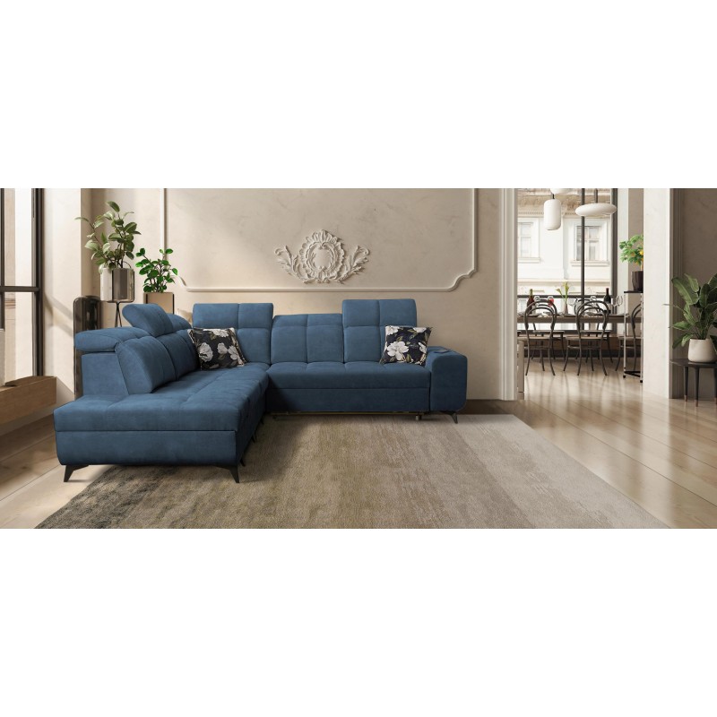 Ascot IX corner sofa with sleeping function, USB port, and adjustable headrests - Velvet, Wave 14 Ascot IX corner sofa with sleeping function, USB port, and adjustable headrests - Velvet, Wave 14