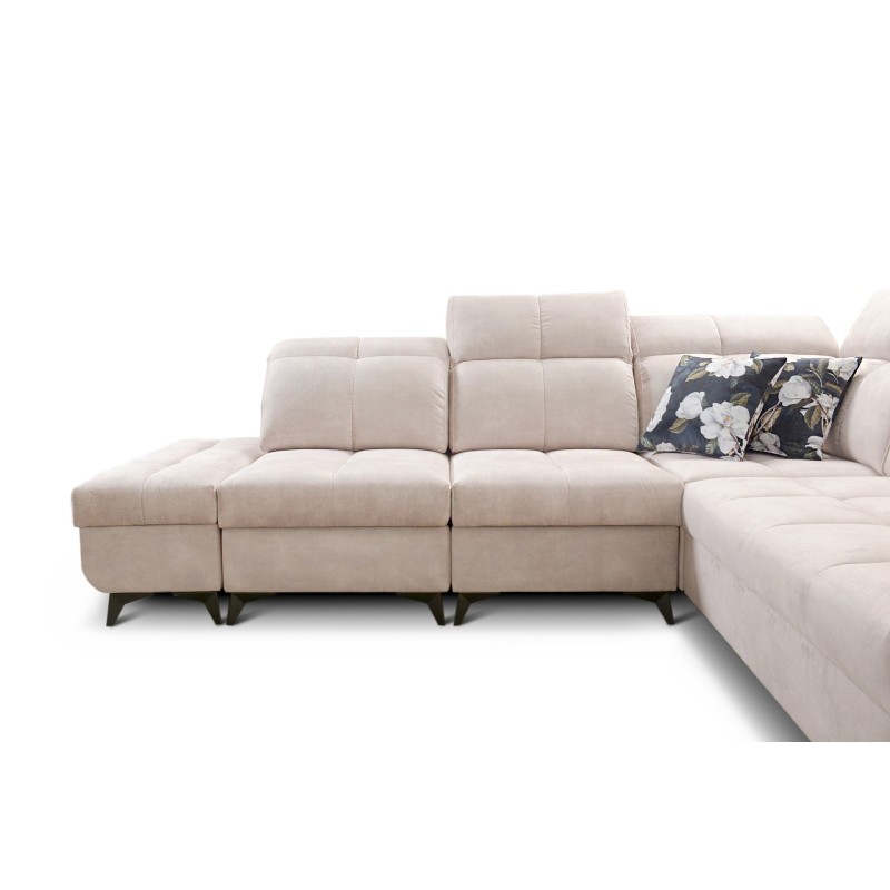 Ascot IX corner sofa with a sleeping function, USB port, and adjustable headrests - Velvet, Wave 15 Ascot IX corner sofa with a sleeping function, USB port, and adjustable headrests - Velvet, Wave 15