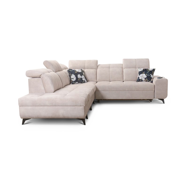 Ascot IX corner sofa with a sleeping function, USB port, and adjustable headrests - Velvet, Wave 15 Ascot IX corner sofa with a sleeping function, USB port, and adjustable headrests - Velvet, Wave 15