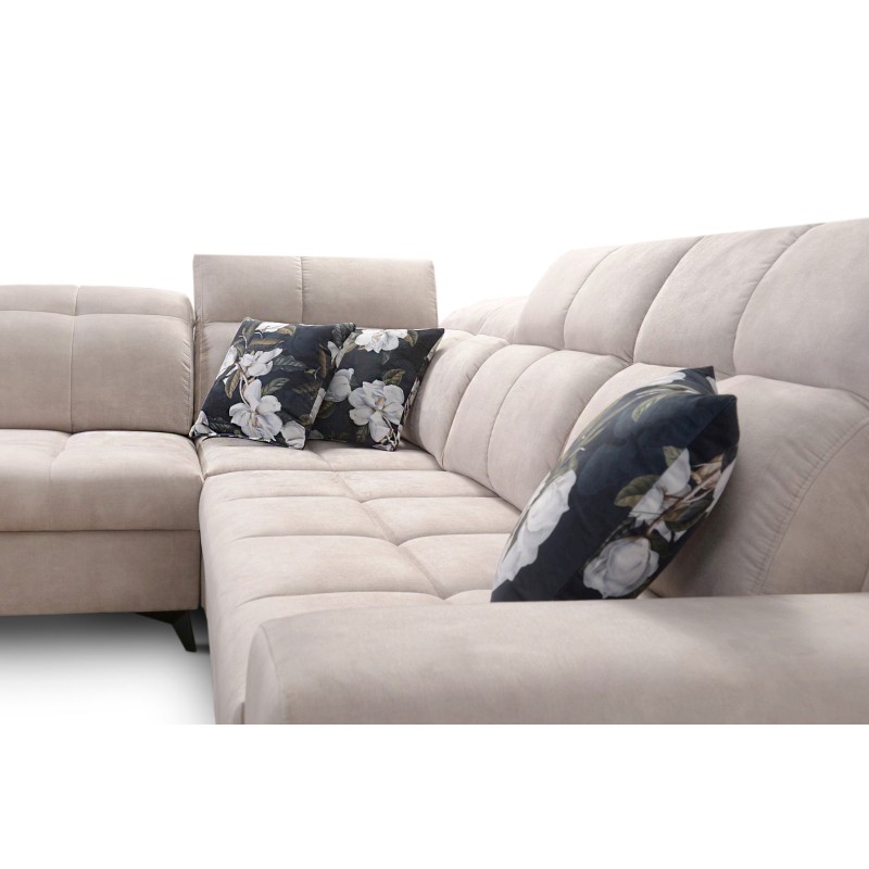 Ascot IX Corner Sofa with Sleeping Function, USB Port, and Adjustable Headrests - Velvet, Wave 16 Ascot IX Corner Sofa with Sleeping Function, USB Port, and Adjustable Headrests - Velvet, Wave 16