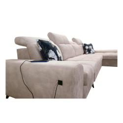 Narożnik Ascot XII z funkcją spania, portem usb i regulowane zagłówki tkanina Wave 14 Narożnik Ascot XII z funkcją spania, portem usb i regulowane zagłówki tkanina Wave 14