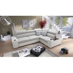 Napoli II corner sofa with sleeping function and bar - Weave, Lexo 6601 + Eco-leather + Eco-leather