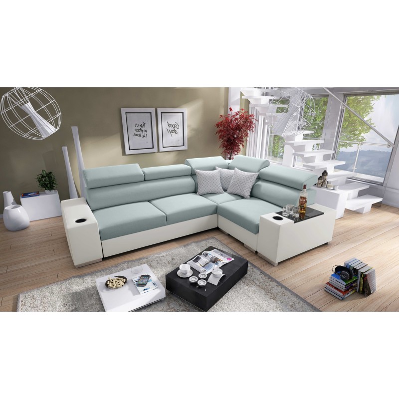 Napoli II corner sofa with sleeping function and bar - Weave, Sawana 72 + Eco-leather + Eco-leather Napoli II corner sofa with sleeping function and bar - Weave, Sawana 72 + Eco-leather + Eco-leather