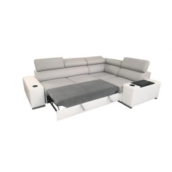 Narożnik Napoli II z funkcją spania oraz otwieranym barkiem Tkanina Amor Velvet 4302 + Ecoskóra Narożnik Napoli II z funkcją spania oraz otwieranym barkiem Tkanina Amor Velvet 4302 + Ecoskóra