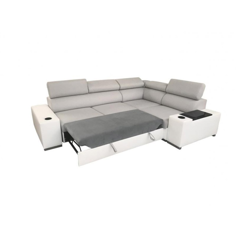Narożnik Napoli II z funkcją spania oraz otwieranym barkiem Tkanina Amor Velvet 4302 + Ecoskóra Narożnik Napoli II z funkcją spania oraz otwieranym barkiem Tkanina Amor Velvet 4302 + Ecoskóra