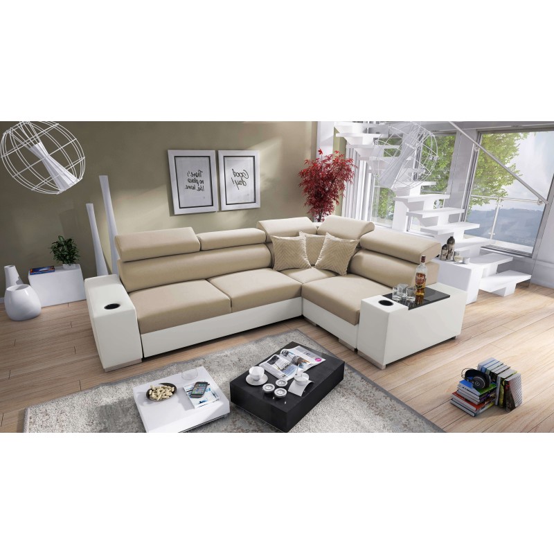 Narożnik Napoli II z funkcją spania oraz otwieranym barkiem Tkanina Amor Velvet 4302 + Ecoskóra Narożnik Napoli II z funkcją spania oraz otwieranym barkiem Tkanina Amor Velvet 4302 + Ecoskóra