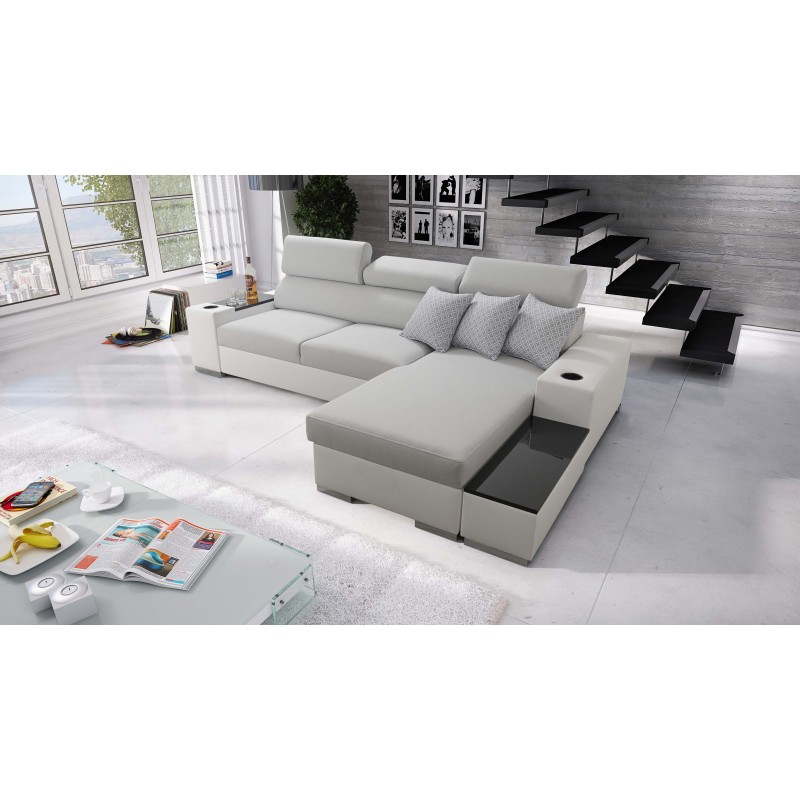 Narożnik Napoli I mini z funkcją spania oraz otwieranym barkiem Tkanina Luxo 6601 + Ecoskóra Narożnik Napoli I mini z funkcją spania oraz otwieranym barkiem Tkanina Luxo 6601 + Ecoskóra