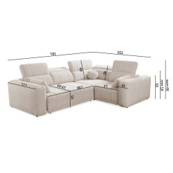 Narożnik Luxor II z funkcją spania tkanina Wind 02