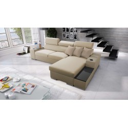 Narożnik Napoli I maxi z funkcją spania oraz otwieranym barkiem Tkanina Amor Velvet 4304