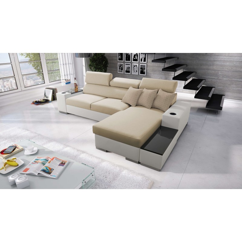 Narożnik Napoli I maxi z funkcją spania oraz otwieranym barkiem Tkanina Amor Velvet 4304 + Ecoskóra Narożnik Napoli I maxi z funkcją spania oraz otwieranym barkiem Tkanina Amor Velvet 4304 + Ecoskóra