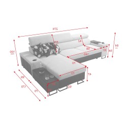 Narożnik Prestige I z funkcją spania i portem usb tkanina Freya 210.04 + Tauro 8202