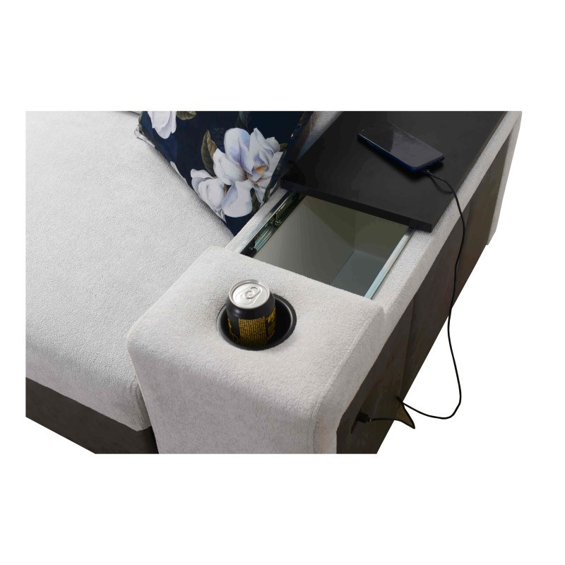 Narożnik Prestige I z funkcją spania i portem usb tkanina Freya 210.04 + Tauro 8202