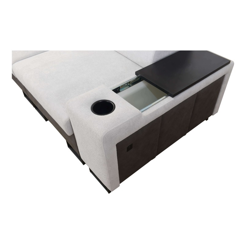 Narożnik Prestige I z funkcją spania i portem usb tkanina Freya 210.20 + Tauro 8207