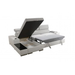 Narożnik Napoli I maxi z funkcją spania oraz otwieranym barkiem Tkanina Amor Velvet 4301 + Ecoskóra Narożnik Napoli I maxi z funkcją spania oraz otwieranym barkiem Tkanina Amor Velvet 4301 + Ecoskóra