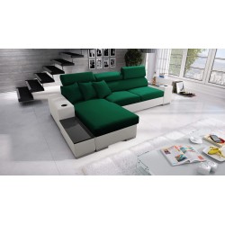 Narożnik Napoli I maxi z funkcją spania oraz otwieranym barkiem Tkanina Amor Velvet 4311 + Ecoskóra