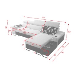 Narożnik Prestige I Maxi z funkcją spania i portem usb - Miękka w dotyku, Freya 210.23 + Tauro 8207 Narożnik Prestige I Maxi z funkcją spania i portem usb - Miękka w dotyku, Freya 210.23 + Tauro 8207