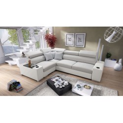 Napoli II corner sofa with sleeping function and bar - Weave, Lexo 6601 + Eco-leather + Eco-leather