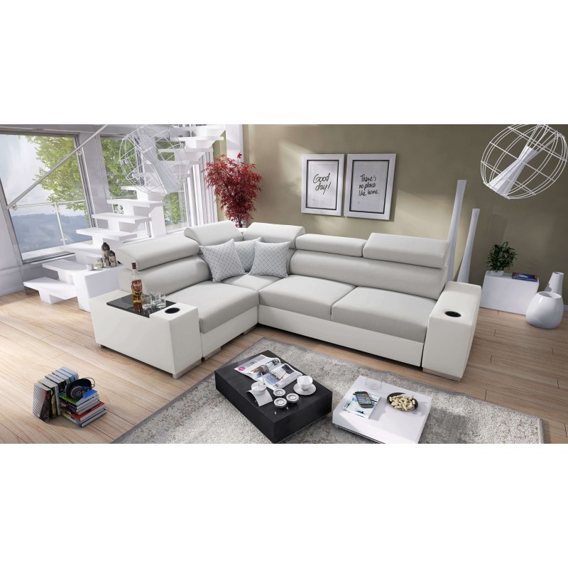 Narożnik Napoli II z funkcją spania oraz otwieranym barkiem Tkanina Lexo 6601 + Ecoskóra Narożnik Napoli II z funkcją spania oraz otwieranym barkiem Tkanina Lexo 6601 + Ecoskóra