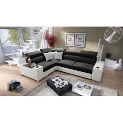 Napoli II corner sofa with sleeping function and bar - Weave, Sawana 14 + Eco-leather + Eco-leather