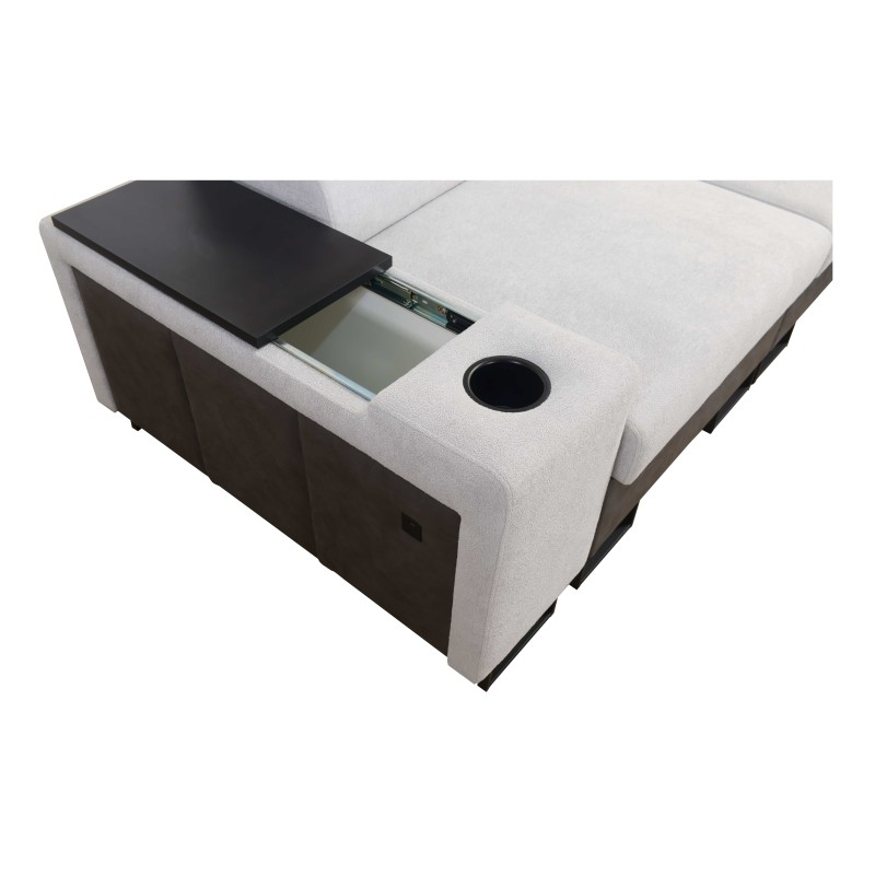 Narożnik Prestige I Maxi z funkcją spania i portem usb tkanina Sawana 26