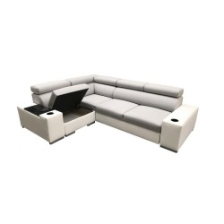 Narożnik Napoli II z funkcją spania oraz otwieranym barkiem Tkanina Amor Velvet 4302 + Ecoskóra Narożnik Napoli II z funkcją spania oraz otwieranym barkiem Tkanina Amor Velvet 4302 + Ecoskóra
