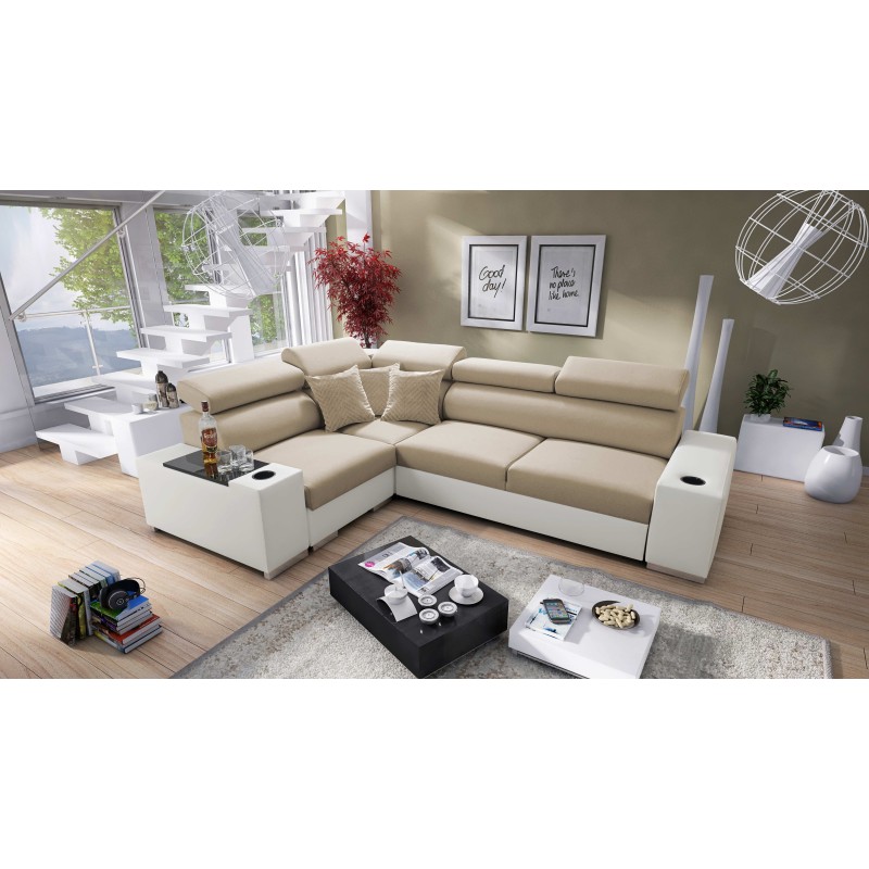 Narożnik Napoli II z funkcją spania oraz otwieranym barkiem Tkanina Amor Velvet 4302 + Ecoskóra Narożnik Napoli II z funkcją spania oraz otwieranym barkiem Tkanina Amor Velvet 4302 + Ecoskóra