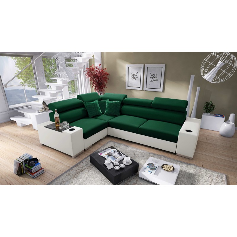 Narożnik Napoli II z funkcją spania oraz otwieranym barkiem Tkanina Amor Velvet 4311 + Ecoskóra Narożnik Napoli II z funkcją spania oraz otwieranym barkiem Tkanina Amor Velvet 4311 + Ecoskóra