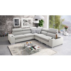Narożnik Napoli III z funkcją spania oraz otwieranym barkiem Tkanina Luxo 6601 + Ecoskóra