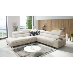 Narożnik Prestige IX z funkcją spania i portem usb - Miękka w dotyku, Freya 210.02 + Tauro 8203