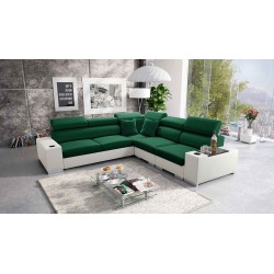 Narożnik Napoli III z funkcją spania oraz otwieranym barkiem Tkanina Amor Velvet 4311 + Ecoskóra