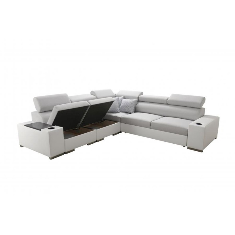 Narożnik Napoli III z funkcją spania oraz otwieranym barkiem Tkanina Amor Velvet 4301 + Ecoskóra Narożnik Napoli III z funkcją spania oraz otwieranym barkiem Tkanina Amor Velvet 4301 + Ecoskóra