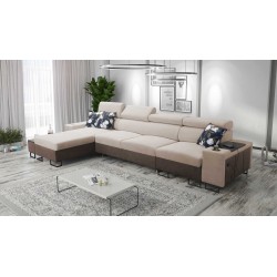 Narożnik Prestige XII Maxi z funkcją spania, portem usb w tkaninie Miękka w dotyku, Freya 210.04 + Tauro 8202 | Twój salon na no