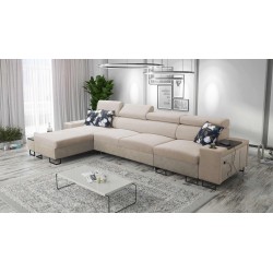 Narożnik Prestige XII Maxi z funkcją spania, portem usb w tkaninie Miękka w dotyku, Freya 210.04 + Tauro 8203 | Twój salon na no