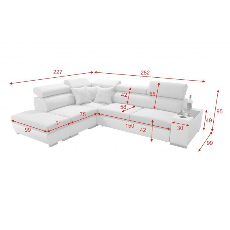 Narożnik Napoli III z funkcją spania oraz otwieranym barkiem Tkanina Luxo 6601 + Ecoskóra Narożnik Napoli III z funkcją spania oraz otwieranym barkiem Tkanina Luxo 6601 + Ecoskóra