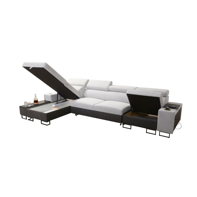 Narożnik Prestige XII Maxi z funkcją spania, portem usb w tkaninie Miękka w dotyku, Freya 210.04 + Tauro 8203 | Twój salon na no Narożnik Prestige XII Maxi z funkcją spania, portem usb w tkaninie Miękka w dotyku, Freya 210.04 + Tauro 8203 | Twój salon na no
