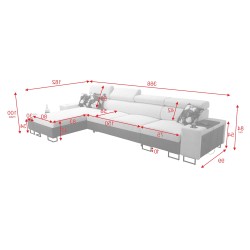 Narożnik Prestige XII Maxi z funkcją spania, portem usb w tkaninie Miękka w dotyku, Freya 210.04 + Tauro 8203 | Twój salon na no Narożnik Prestige XII Maxi z funkcją spania, portem usb w tkaninie Miękka w dotyku, Freya 210.04 + Tauro 8203 | Twój salon na no