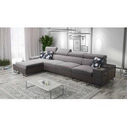 Narożnik Prestige XII Maxi z funkcją spania, portem usb w tkaninie Miękka w dotyku, Freya 210.23 + Tauro 8207 | Twój salon na no