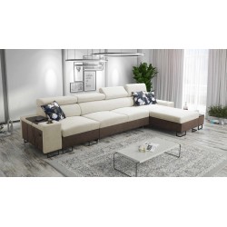 Narożnik Prestige XII Maxi z funkcją spania i portem usb tkanina Freya 210.02 + Tauro 8202
