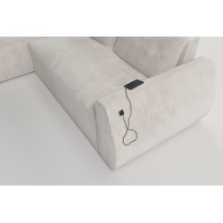 Narożnik Nilo z funkcją spania oraz portem usb tkanina Wave 6