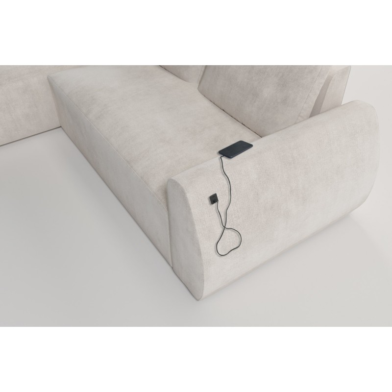 Narożnik Nilo z funkcją spania oraz portem usb tkanina Wave 6