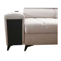 Narożnik Venna II z funkcja spania, portem usb i otwieranym barkiem tkanina Avra 7