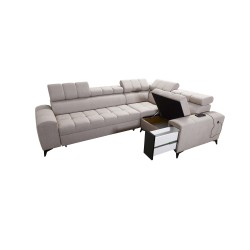 Narożnik Venna II z funkcja spania, portem usb i otwieranym barkiem tkanina Avra 12