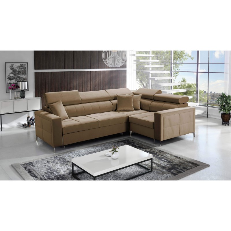 Oslo II Corner Sofa with Sleeping Function and Velvet Bedding Storage, Jaguar 2177 | Comfort and Functionality at the Highest Le